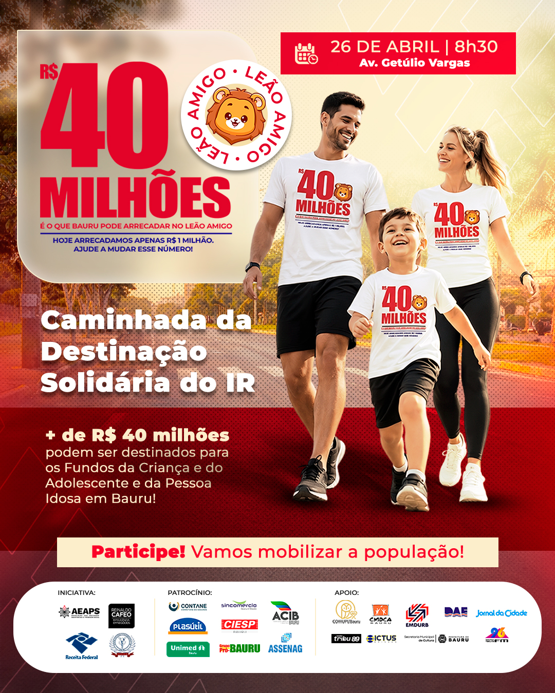 Caminhada Leão Amigo mobiliza Bauru em torno de R$ 40 milhões que podem chegar a projetos sociais via IRPF